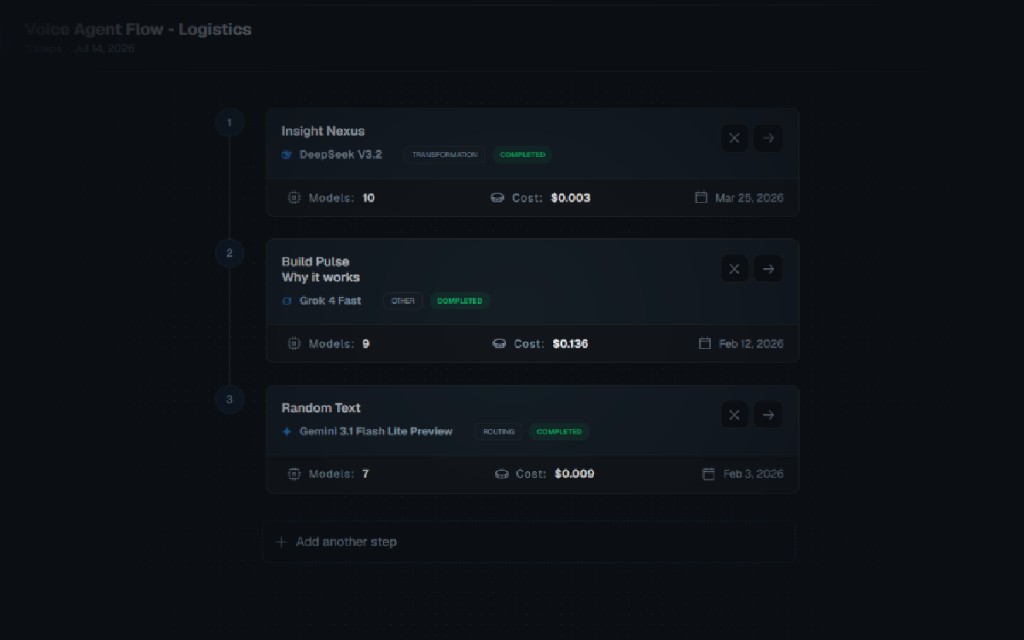 Multi-step workflow with per-step costs