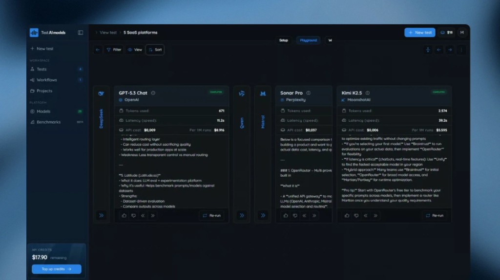 Test AI Models playground comparing models side by side